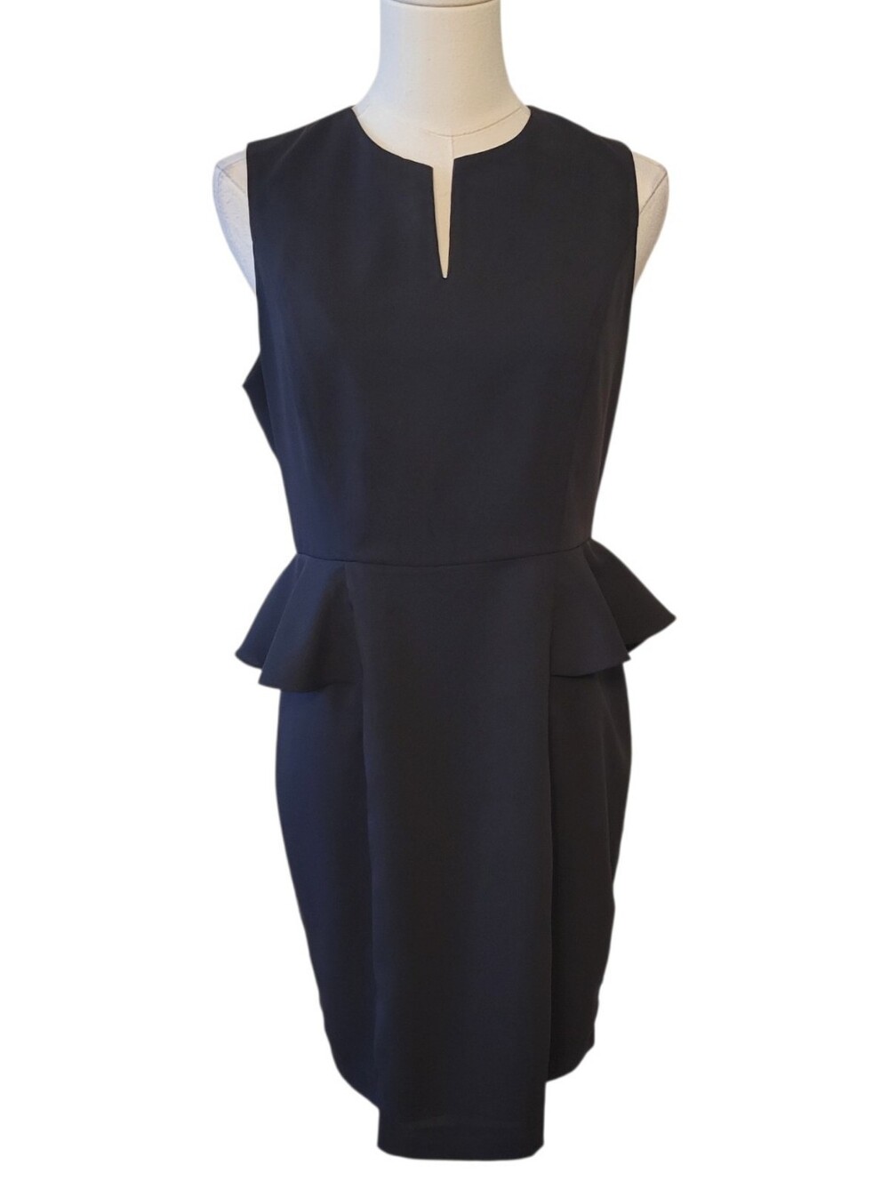 MM Couture Black Sleeveless Peplum Sheath Dress Size Medium
